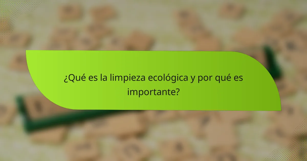 ¿Qué es la limpieza ecológica y por qué es importante?