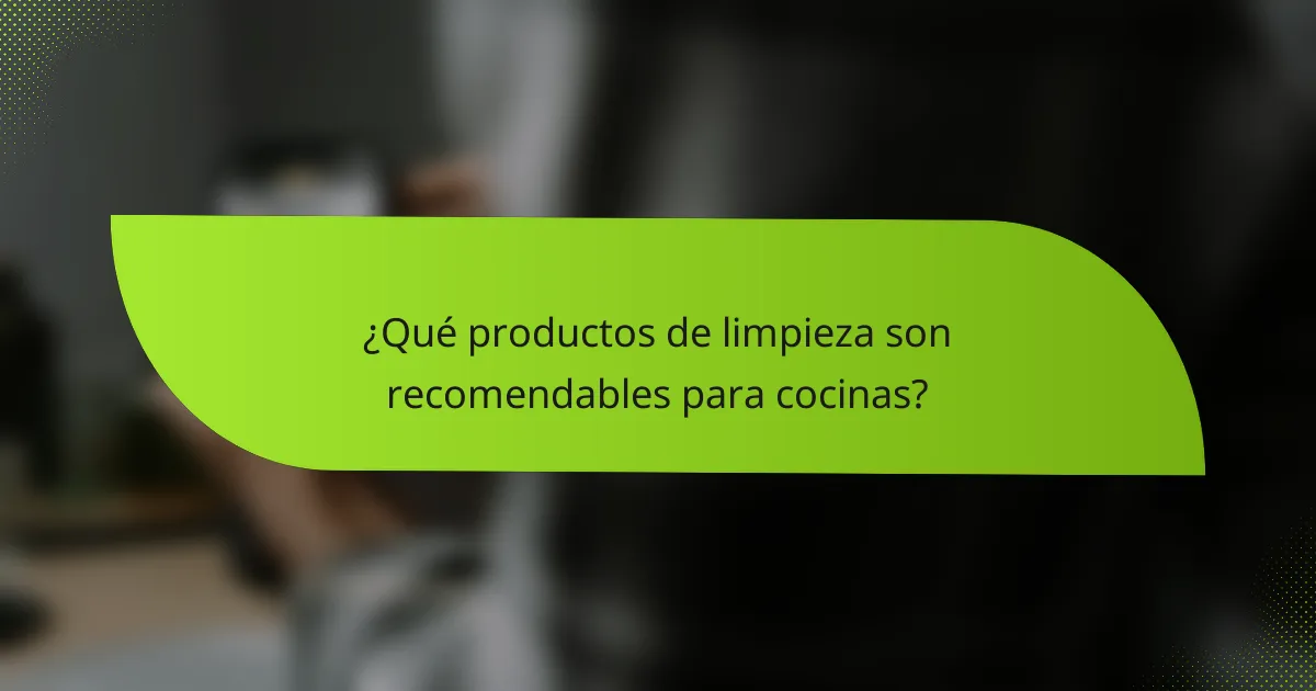 ¿Qué productos de limpieza son recomendables para cocinas?